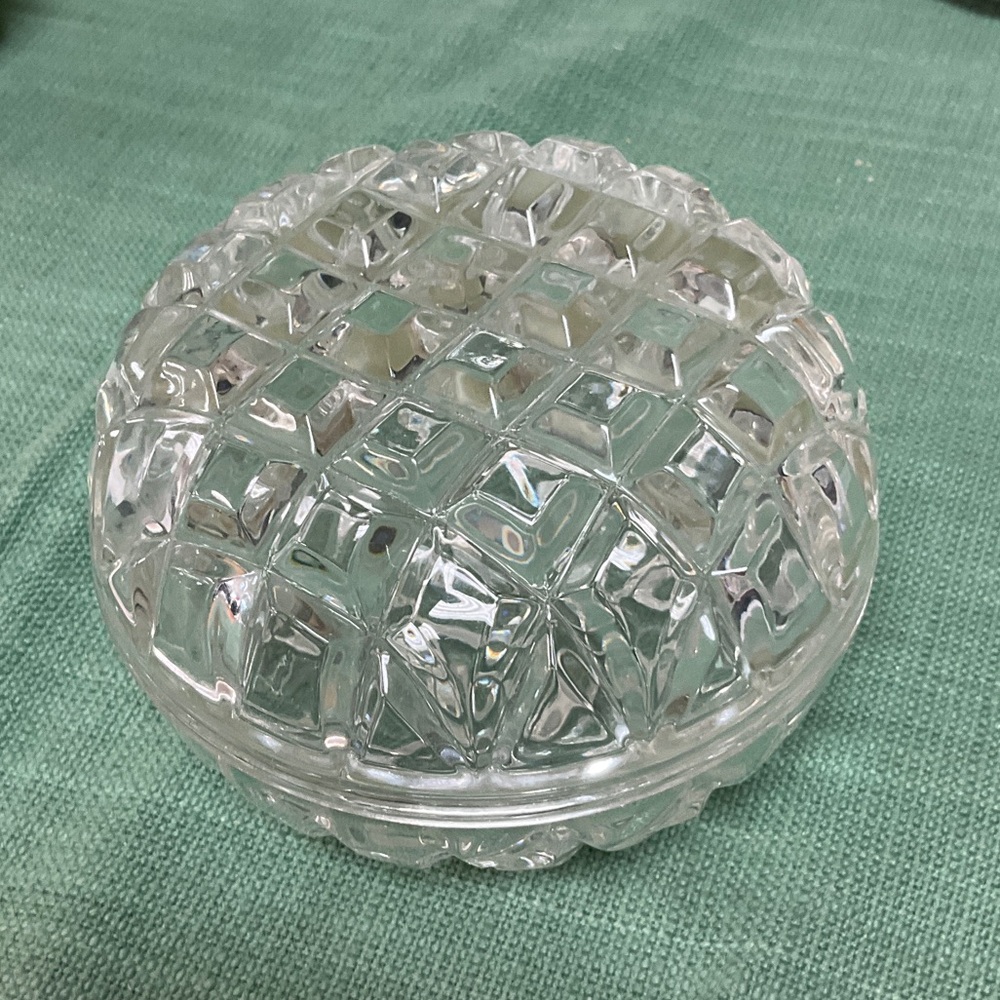 Clear Glass Lidded Trinket Box vintage 1960s